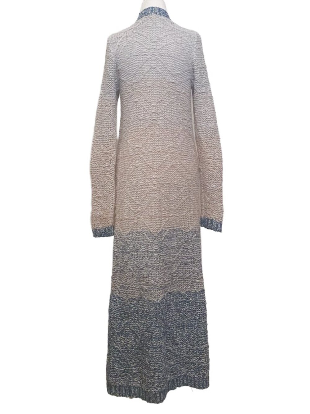 Moth Anthropologie Blue & Gray Long Duster Cardigan Size S Cozy Coastal Grandma - Picture 6 of 6
